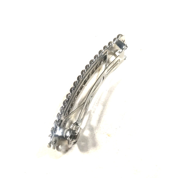 Hair Barrette Tension Clip Chain Link Silver Tone 3" Long - Picture 4 of 7